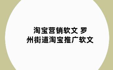 淘宝营销软文 罗州街道淘宝推广软文